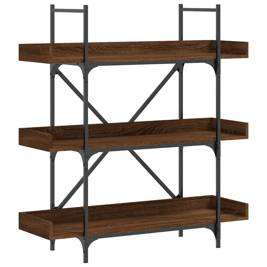 Bibliothèque à 3 niveaux chêne marron 100x33x108,5 cm - 2