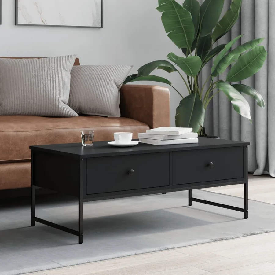 Table basse noir 101x49x39,5 cm bois d'ingénierie - 3