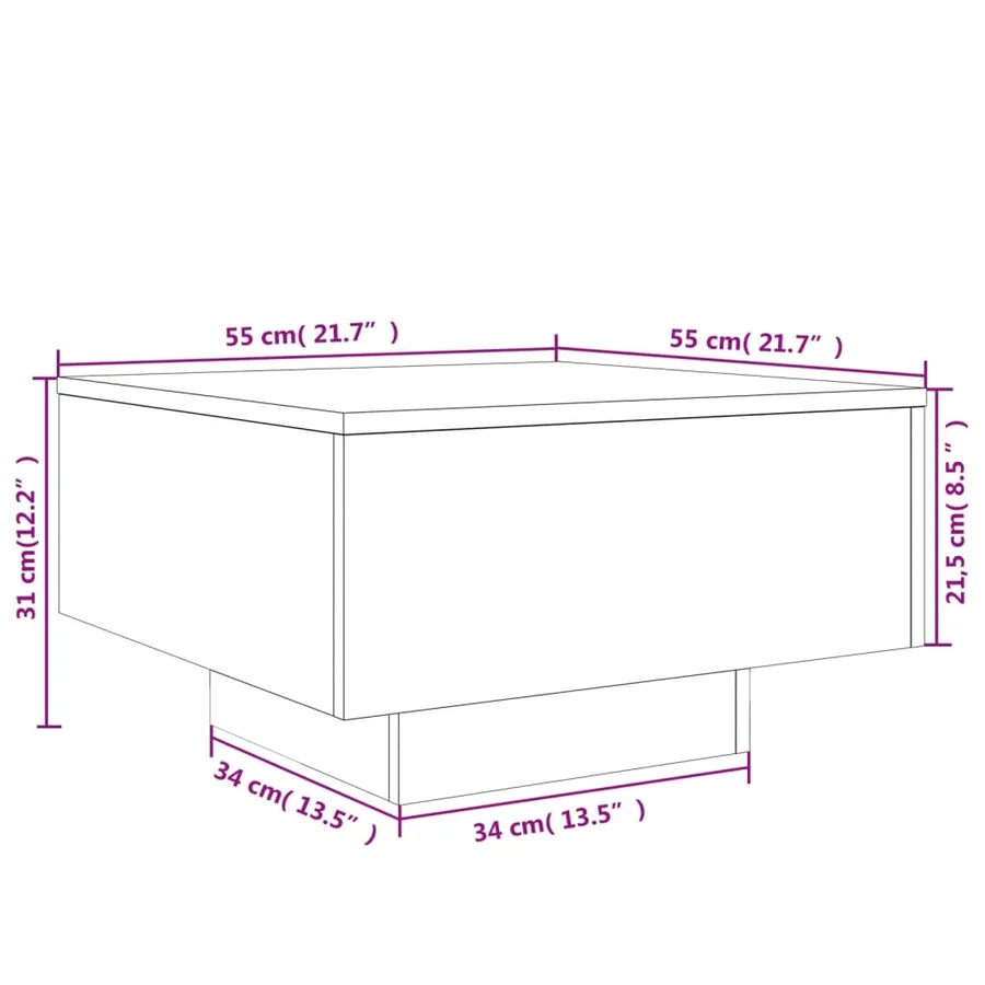 Table basse gris béton 55x55x31 cm bois d'ingénierie - 10