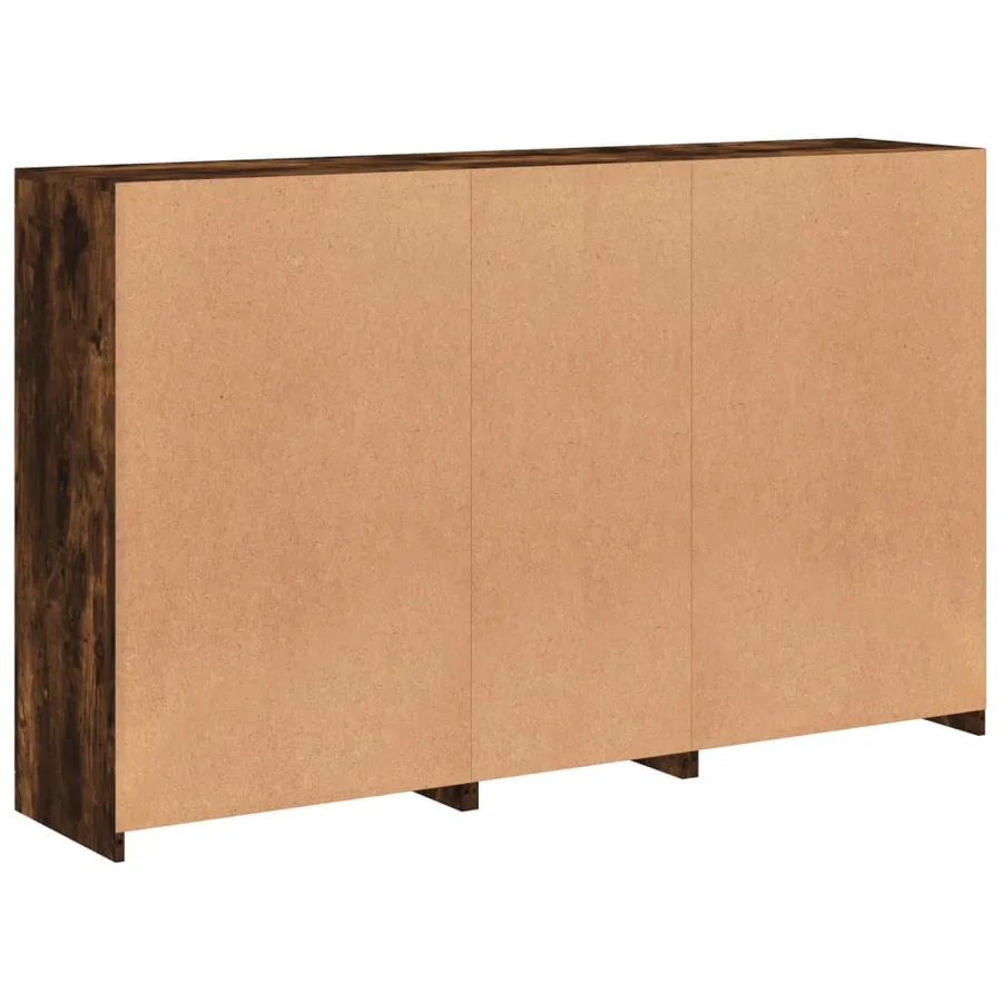 Buffet avec lumières LED chêne fumé 162x37x100 cm - 8