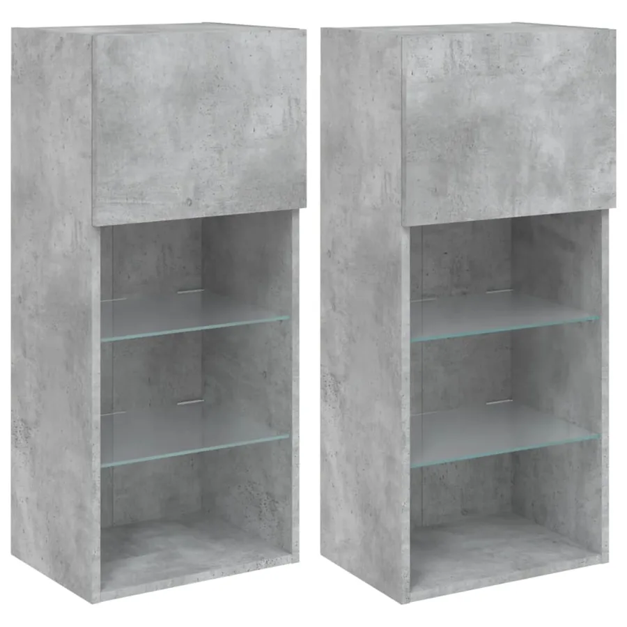 Meubles TV avec lumières LED 2 pcs gris béton 40,5x30x90 cm - 2