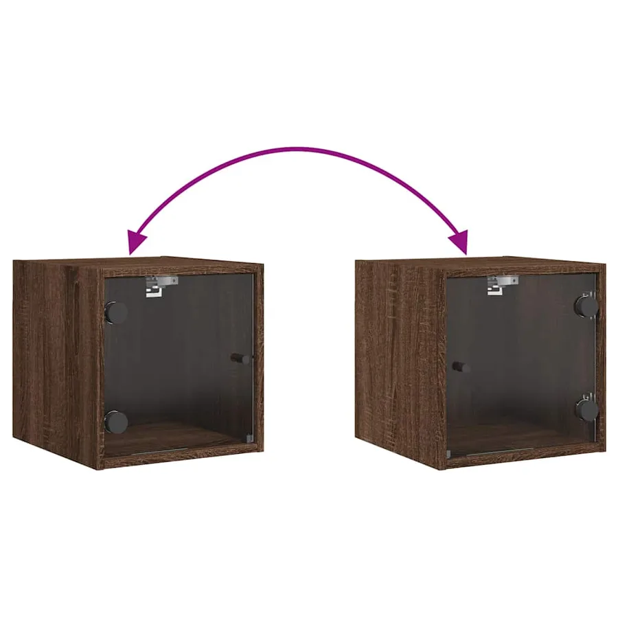 Tables de chevet et portes vitrées 2pcs chêne marron 35x37x35cm - 10