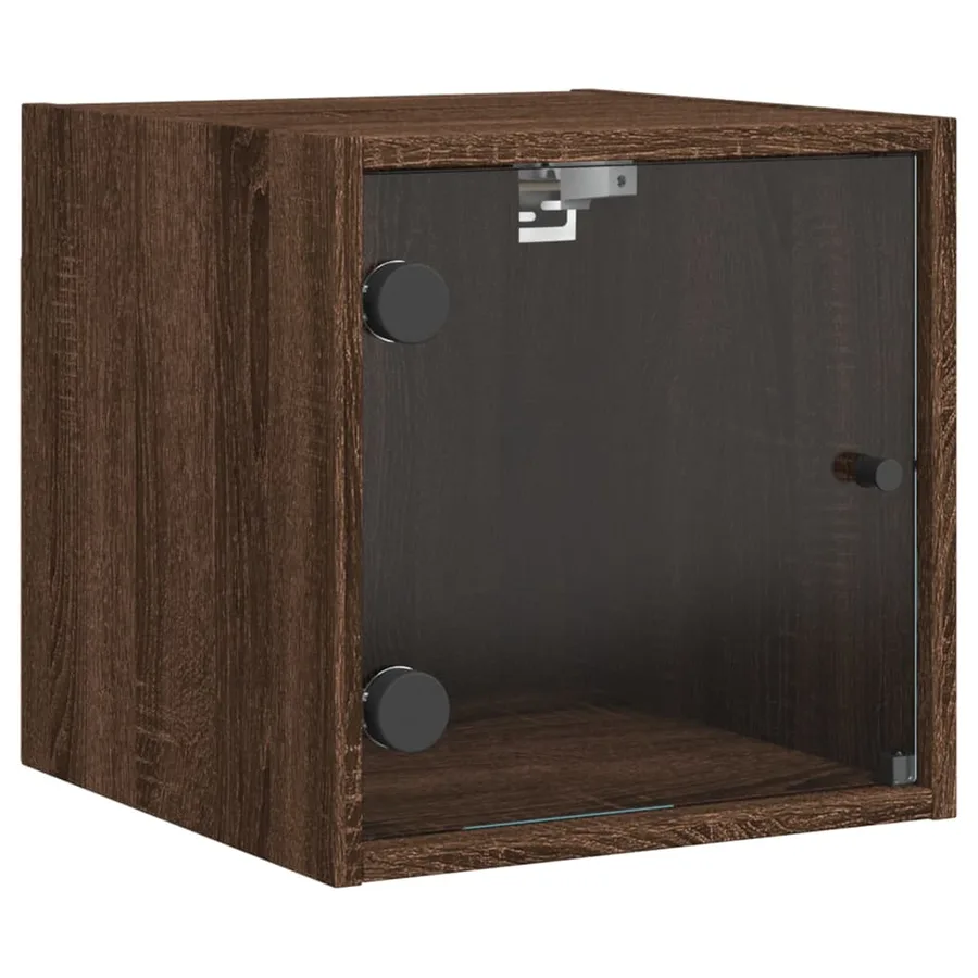 Tables de chevet et portes vitrées 2pcs chêne marron 35x37x35cm - 6
