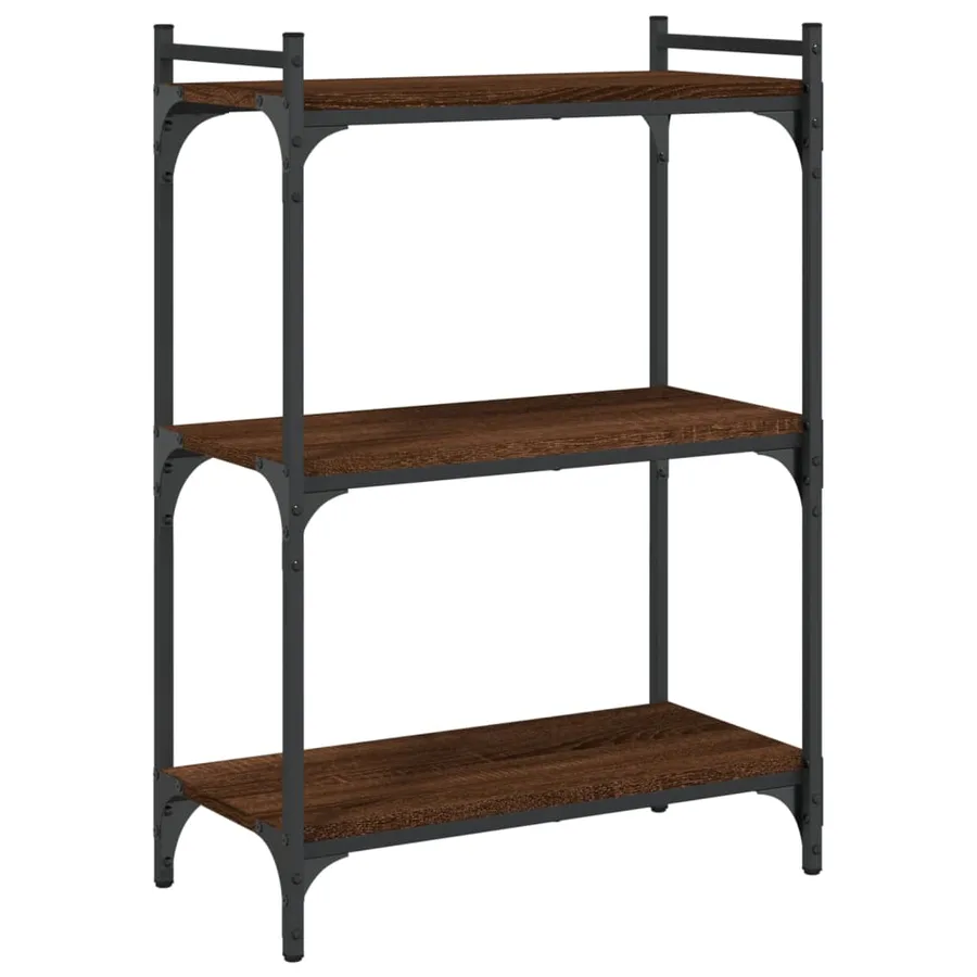 Bibliothèque 3 niveaux chêne brun 60x30x86 cm bois d'ingénierie - 2