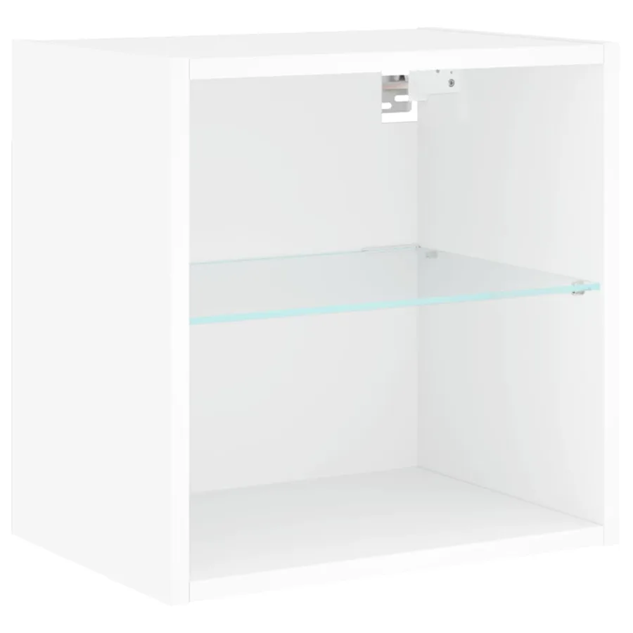 Tables de chevet murales avec lumières LED 2 pcs blanc - 7