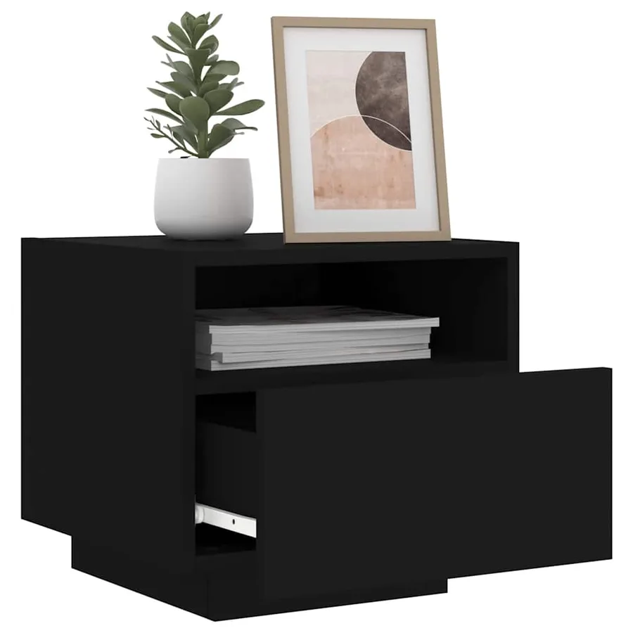 Table de chevet avec lumières LED noir 40x39x37 cm - 4