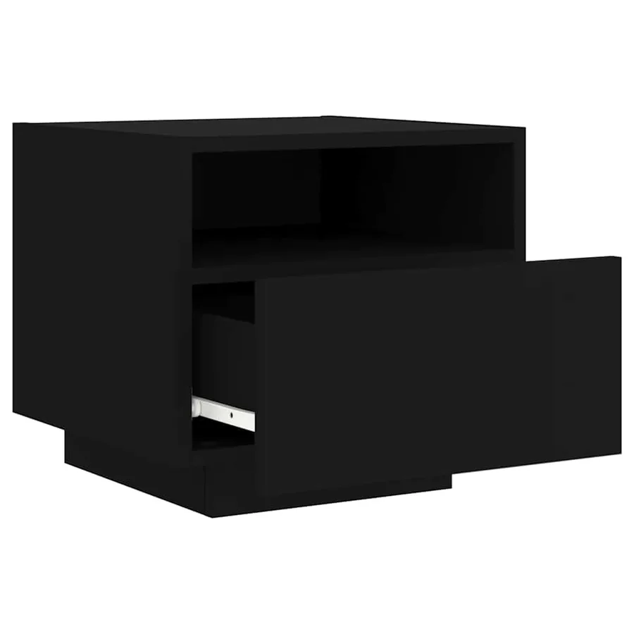 Table de chevet avec lumières LED noir 40x39x37 cm - 6