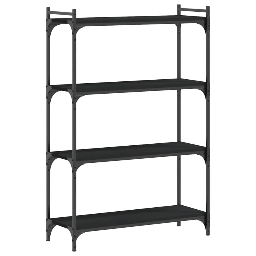 Bibliothèque à 4 niveaux noir 80x30x120 cm bois d'ingénierie - 2