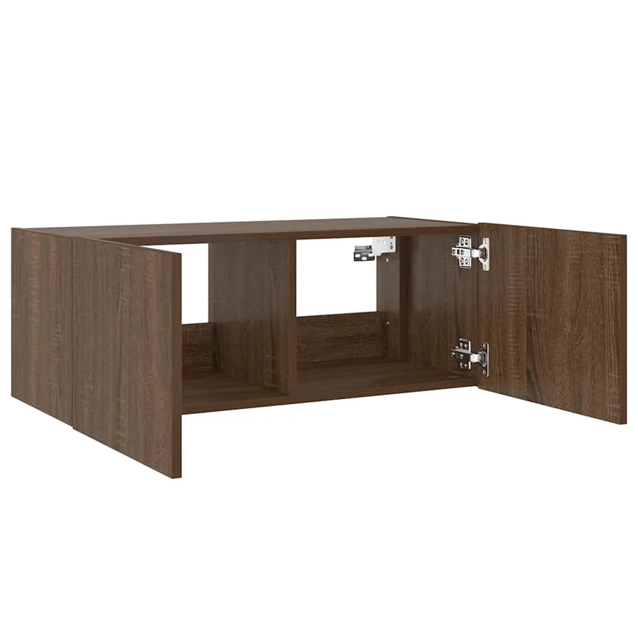 Meuble TV mural avec lumières LED chêne marron 80x35x31 cm - 8