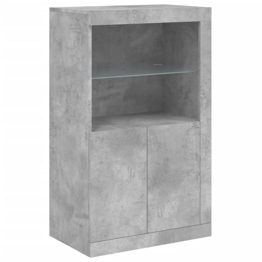 Buffet avec lumières LED gris béton 181,5x37x100 cm - 10