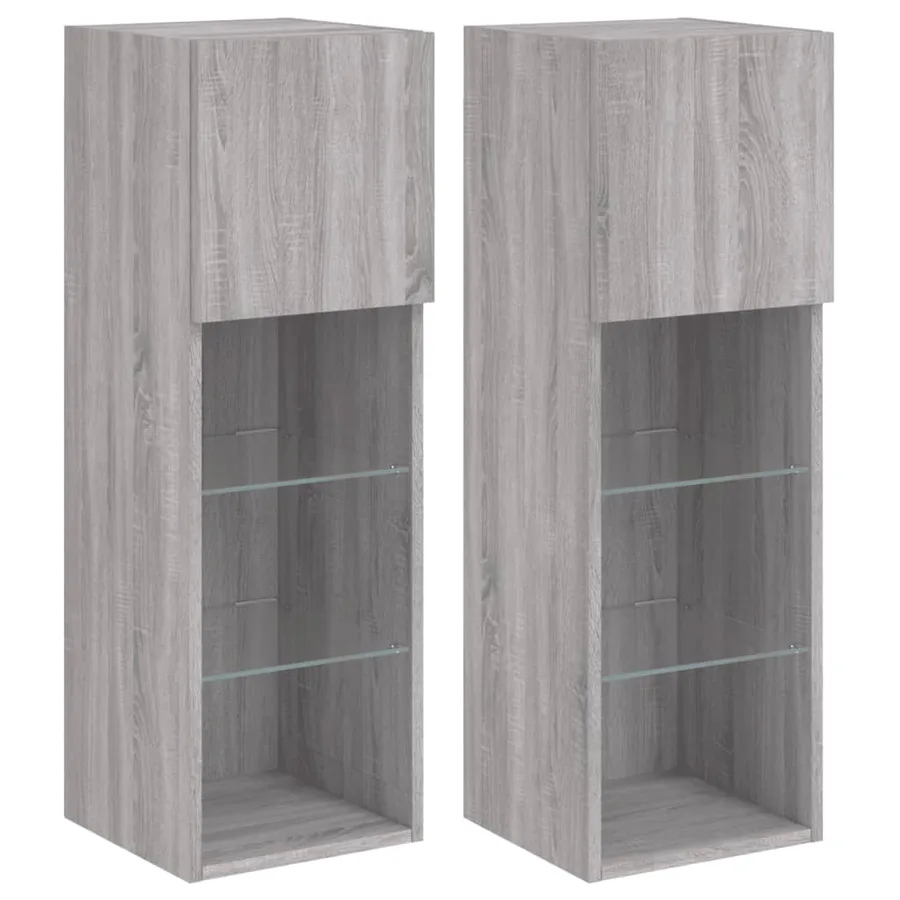Meubles TV avec lumières LED 2 pcs sonoma gris 30,5x30x90 cm - 2