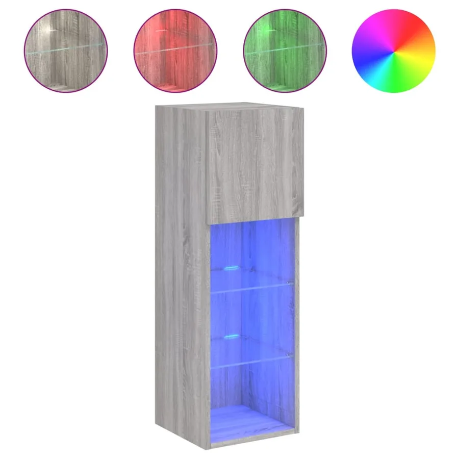 Meubles TV avec lumières LED 2 pcs sonoma gris 30,5x30x90 cm - 6
