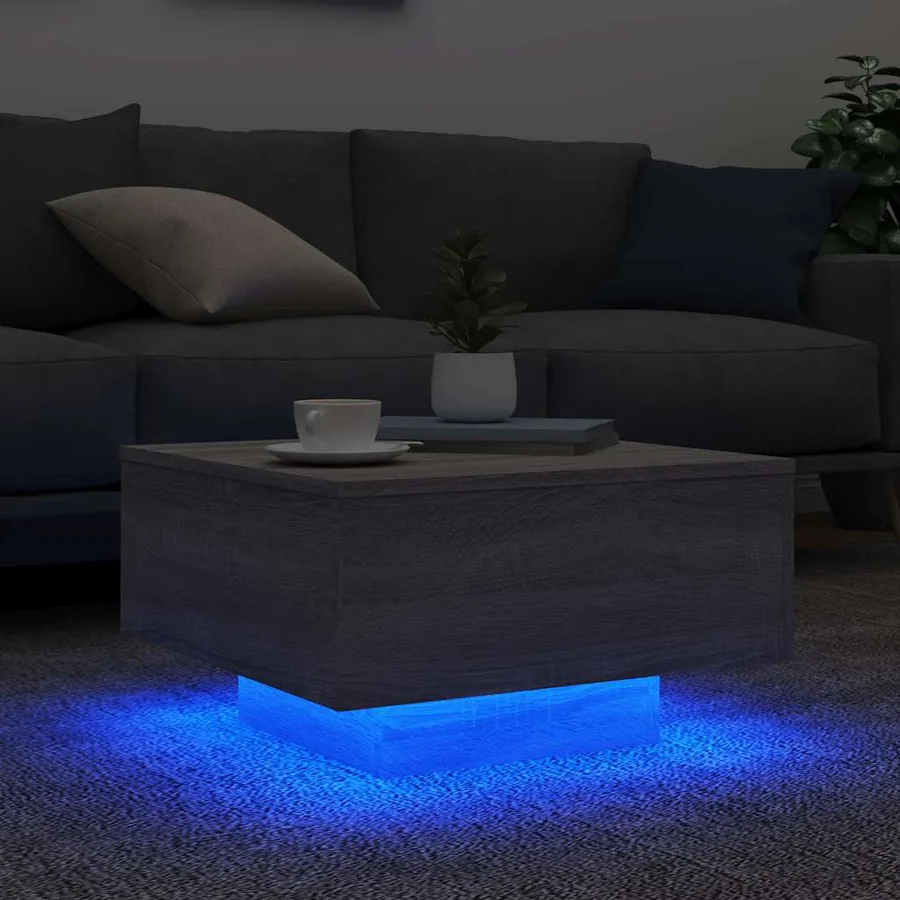 Table basse avec lumières LED sonoma gris 55x55x31 cm - 4