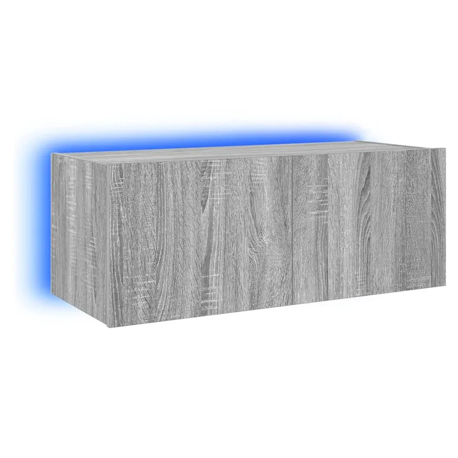 Meuble TV mural avec lumières LED sonoma gris 80x35x31 cm - 2