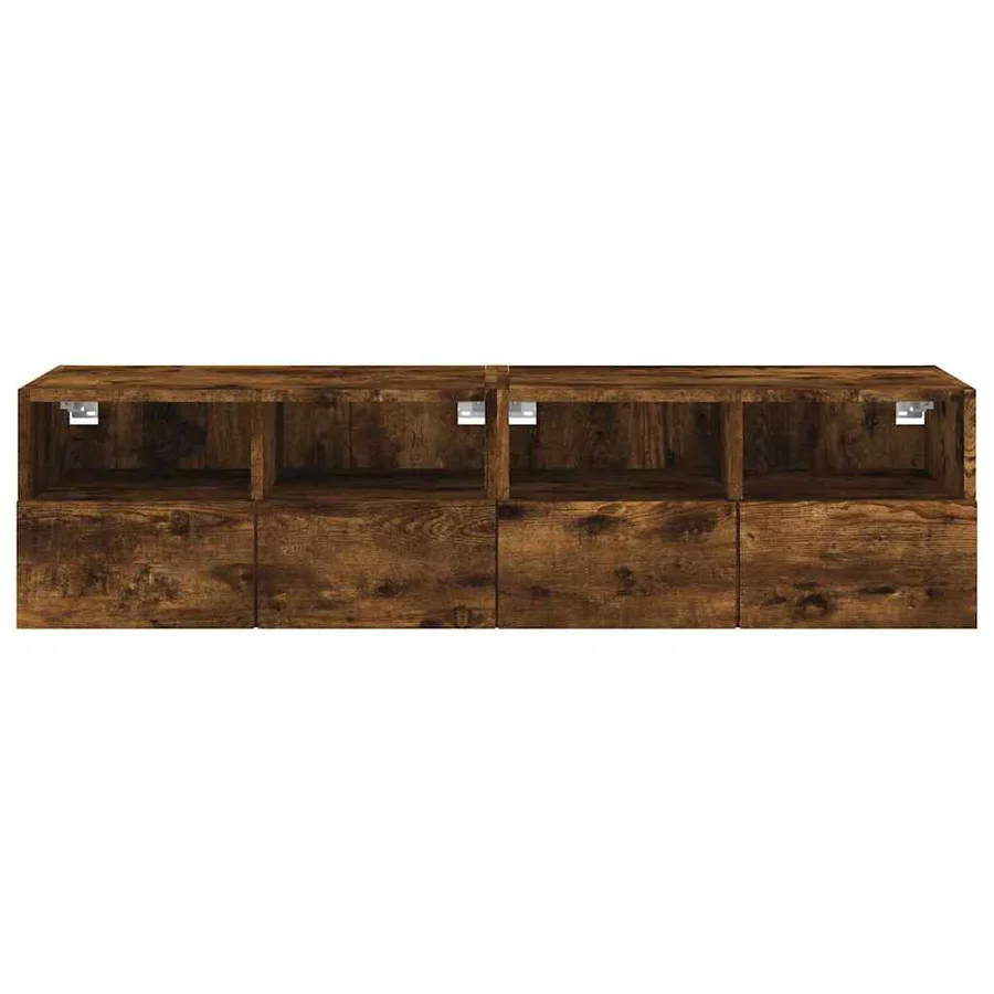 Meubles TV muraux 2 pcs chêne fumé 60x30x30cm bois d'ingénierie - 8