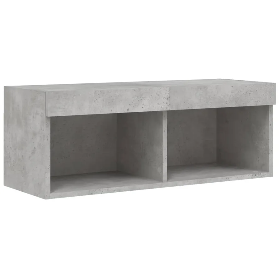 Ensemble de meubles TV muraux 8 pcs et lumières LED gris béton - 8