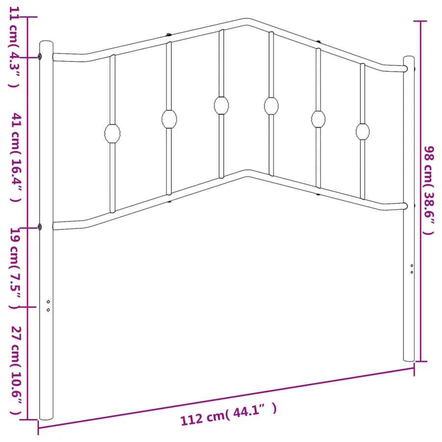 Tête de lit de remplacement métal noir 107 cm - 6