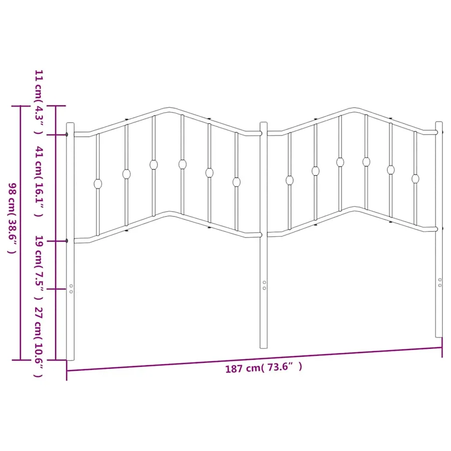 Tête de lit de remplacement métal noir 180 cm - 7