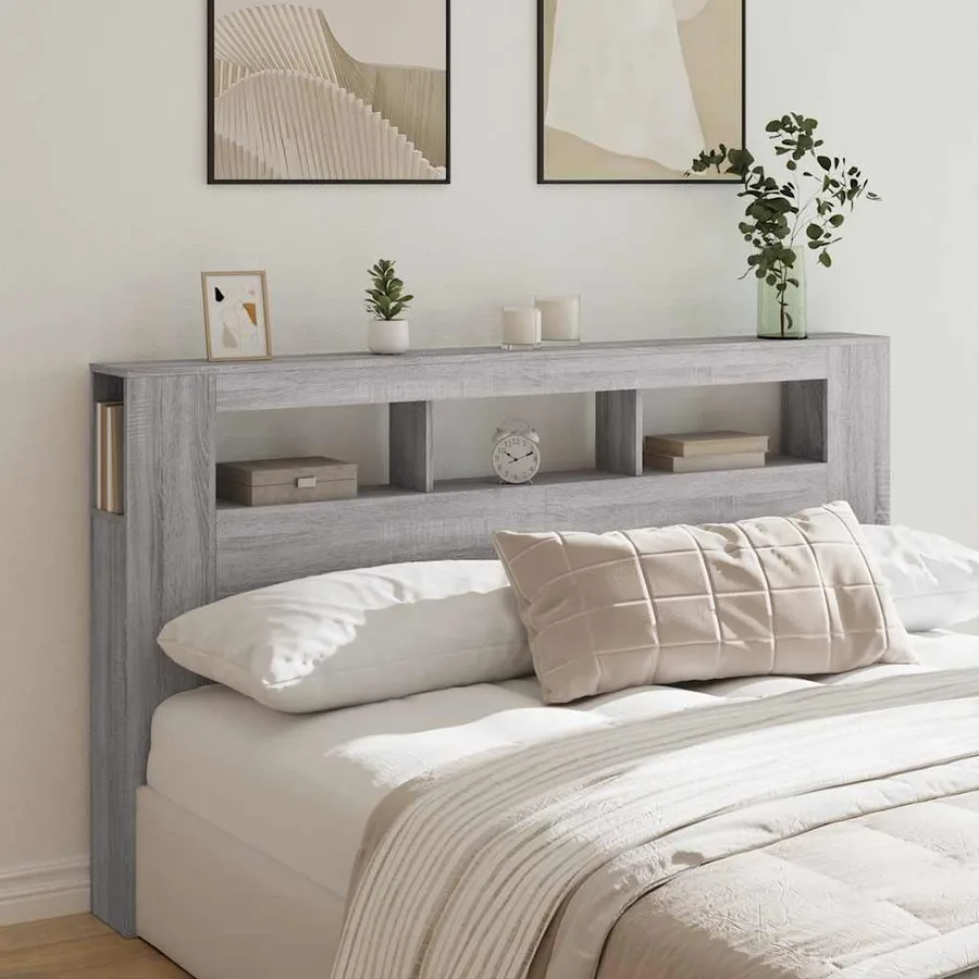 Tête de lit à LED sonoma gris 180x18,5x103,5 cm bois ingénierie - 3