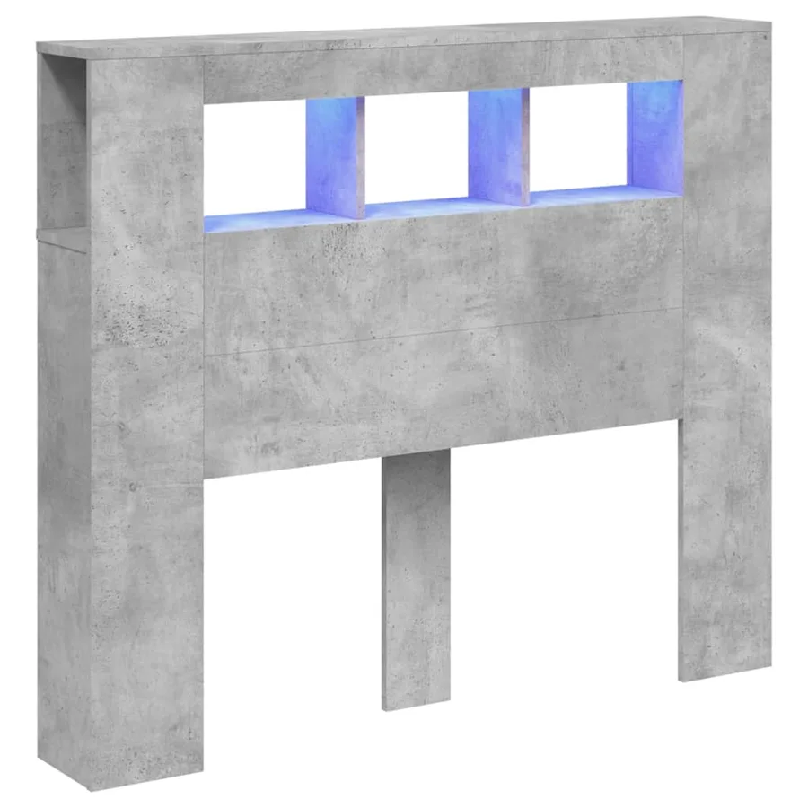 Tête de lit à LED gris béton 120x18,5x103,5cm bois d'ingénierie - 2
