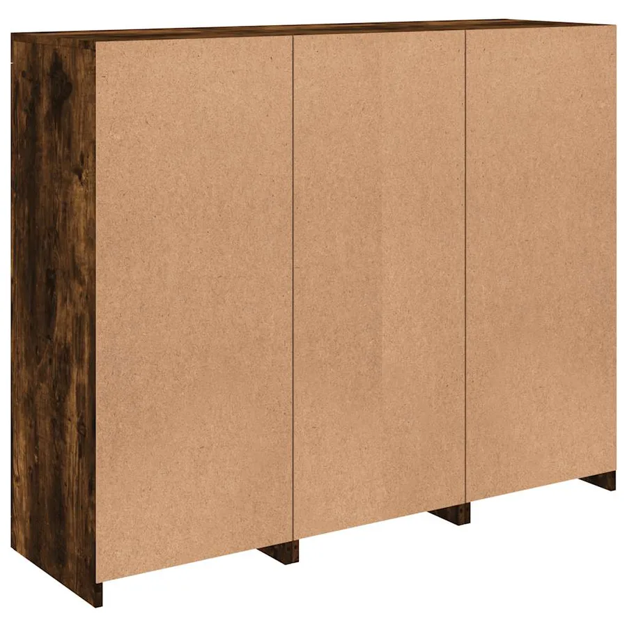 Buffets avec lumières LED 3 pcs chêne fumé bois d'ingénierie - 10