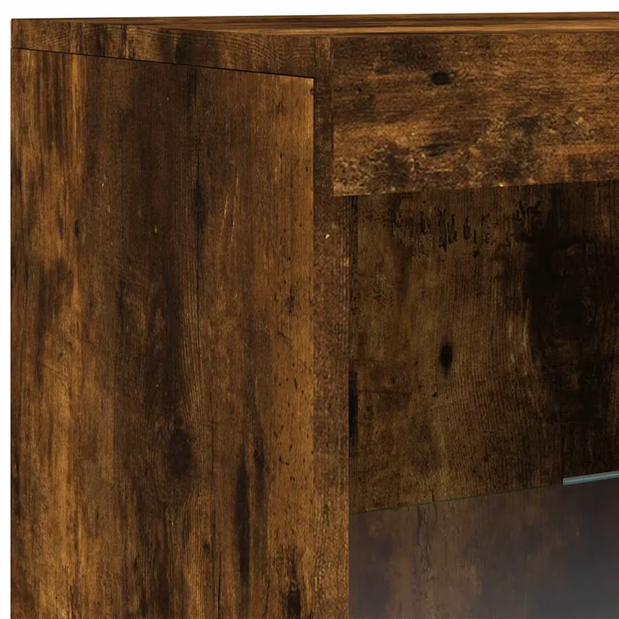 Buffets avec lumières LED 3 pcs chêne fumé bois d'ingénierie - 12
