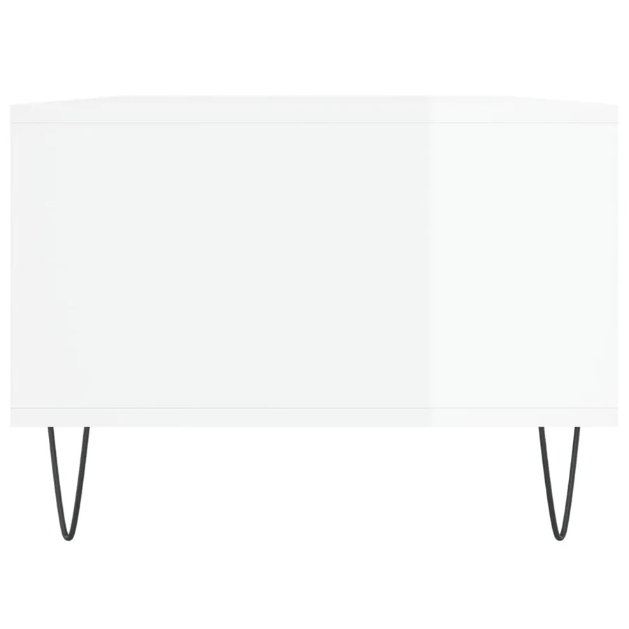 Table basse Blanc brillant 90x50x36,5 cm Bois d'ingénierie - 7