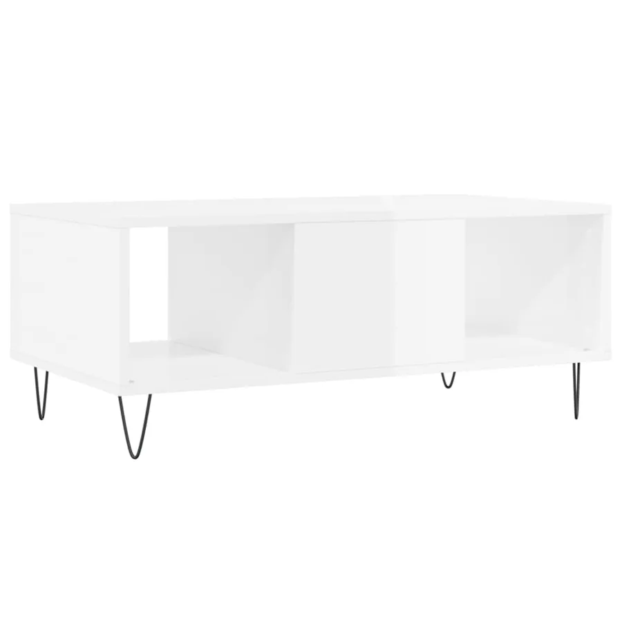 Table basse Blanc brillant 90x50x36,5 cm Bois d'ingénierie - 8