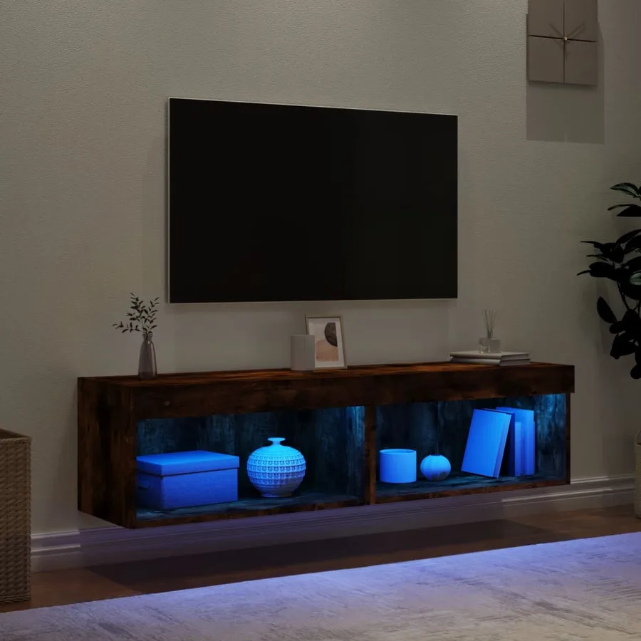 Meubles TV avec lumières LED 2 pcs chêne fumé 60x30x30 cm - 3