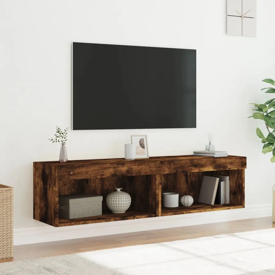 Meubles TV avec lumières LED 2 pcs chêne fumé 60x30x30 cm - 5