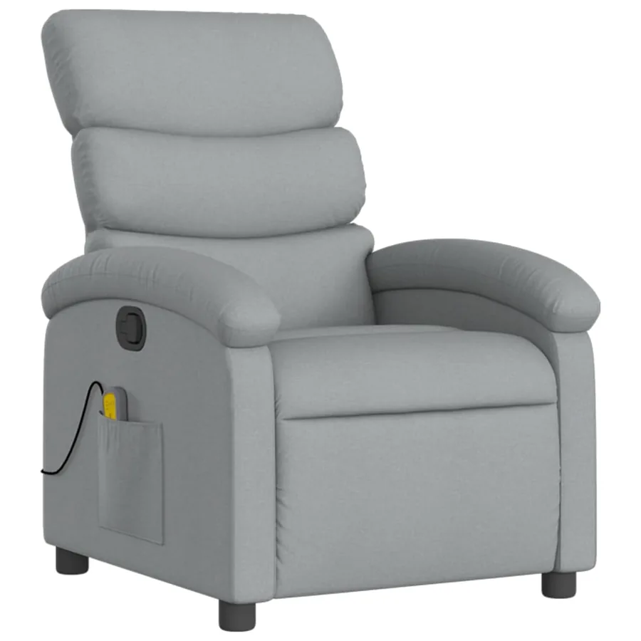Fauteuil inclinable de massage gris clair tissu - 3