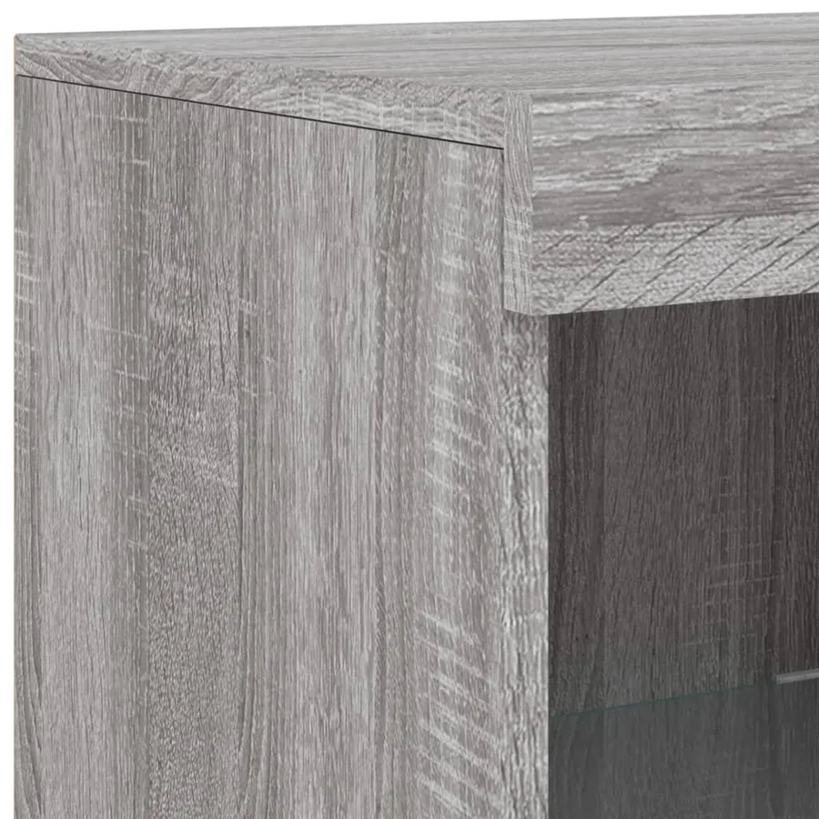 Buffets avec lumières LED 3 pcs sonoma gris bois d'ingénierie - 12