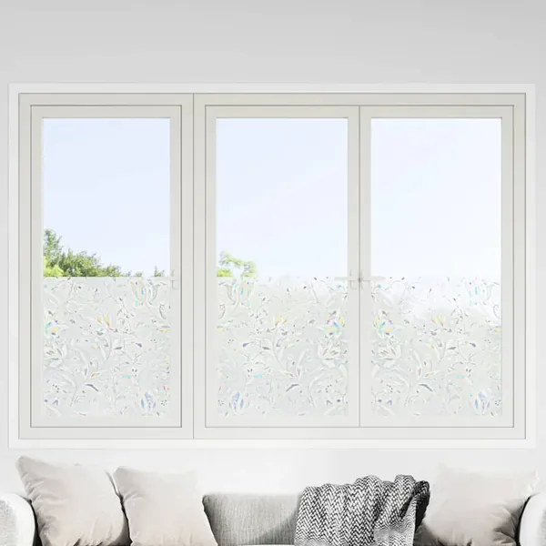 Films pour fenêtre 2 pcs dépoli motif de fleur PVC