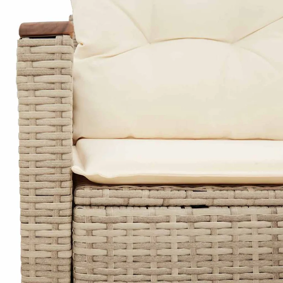 Canapé de jardin avec coussins 2 places beige résine tressée - 7