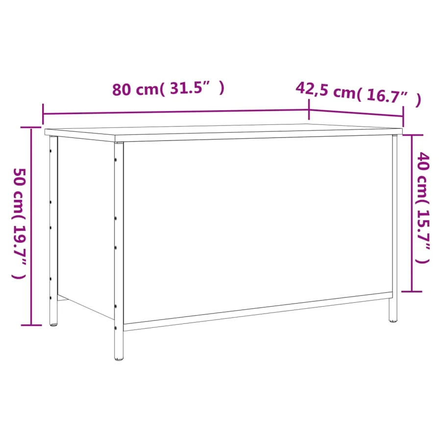 Banc de rangement chêne fumé 80x42,5x50 cm bois d'ingénierie - 12