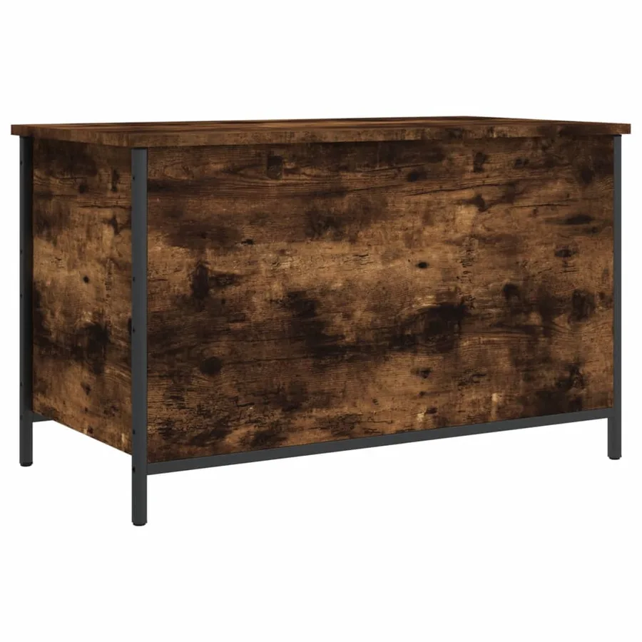 Banc de rangement chêne fumé 80x42,5x50 cm bois d'ingénierie - 2