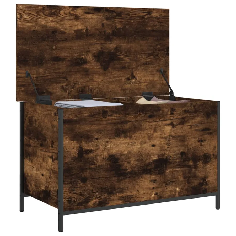 Banc de rangement chêne fumé 80x42,5x50 cm bois d'ingénierie - 5