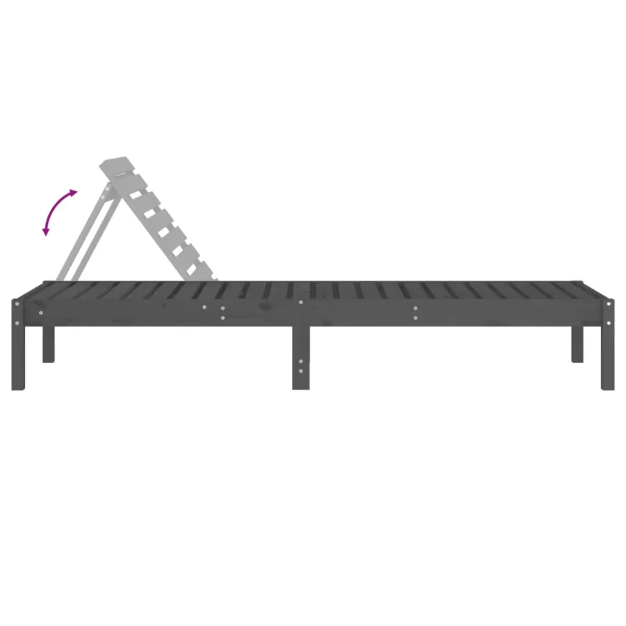 Chaises longues lot de 2 noir 199,5x60x74 cm bois massif de pin - 29