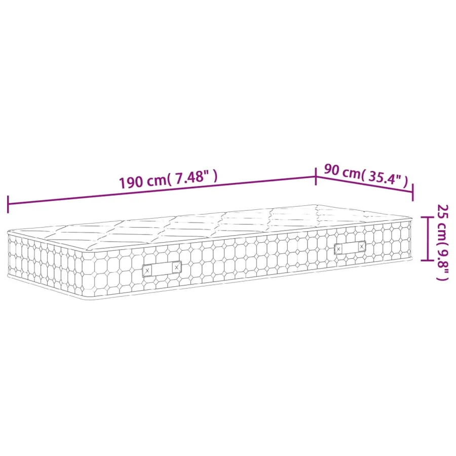 Matelas à ressorts ensachés dureté moyenne 90x190 cm - 9