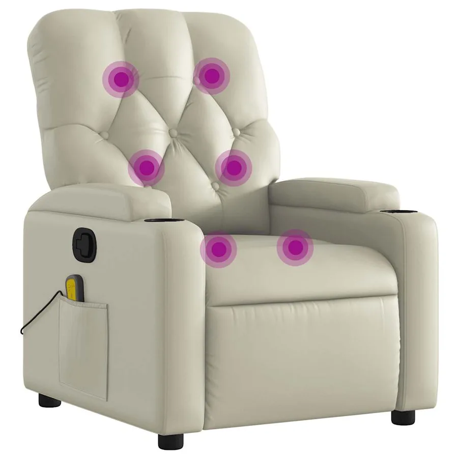 Fauteuil inclinable de massage Crème Similicuir - 2