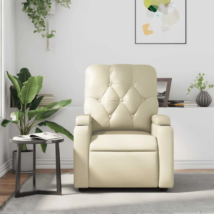 Fauteuil inclinable de massage Crème Similicuir - 3