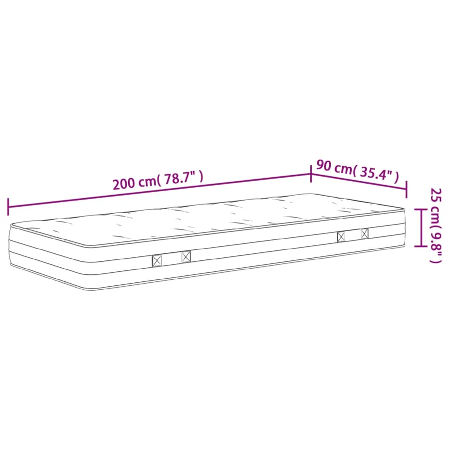 Matelas à ressorts ensachés dureté moyenne 90x200 cm - 9