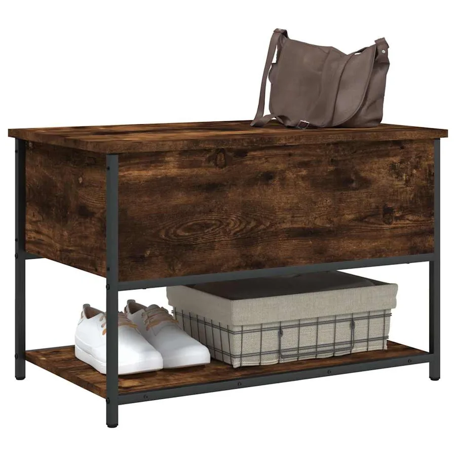 Banc de rangement chêne fumé 70x42,5x47 cm bois d'ingénierie - 4