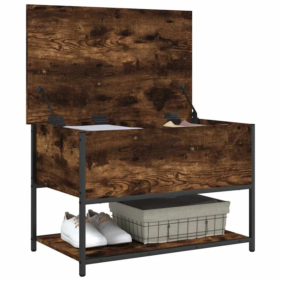 Banc de rangement chêne fumé 70x42,5x47 cm bois d'ingénierie - 5