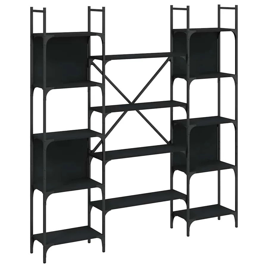 Bibliothèque noir 155,5x24x166,5 cm bois d'ingénierie - 2
