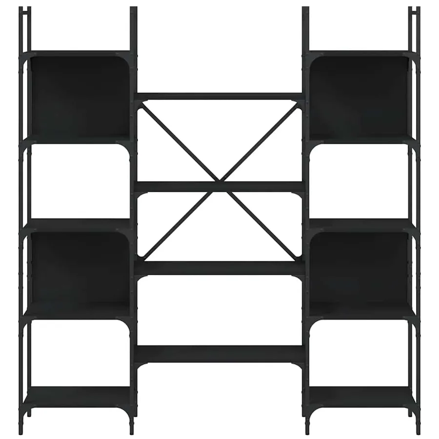 Bibliothèque noir 155,5x24x166,5 cm bois d'ingénierie - 5