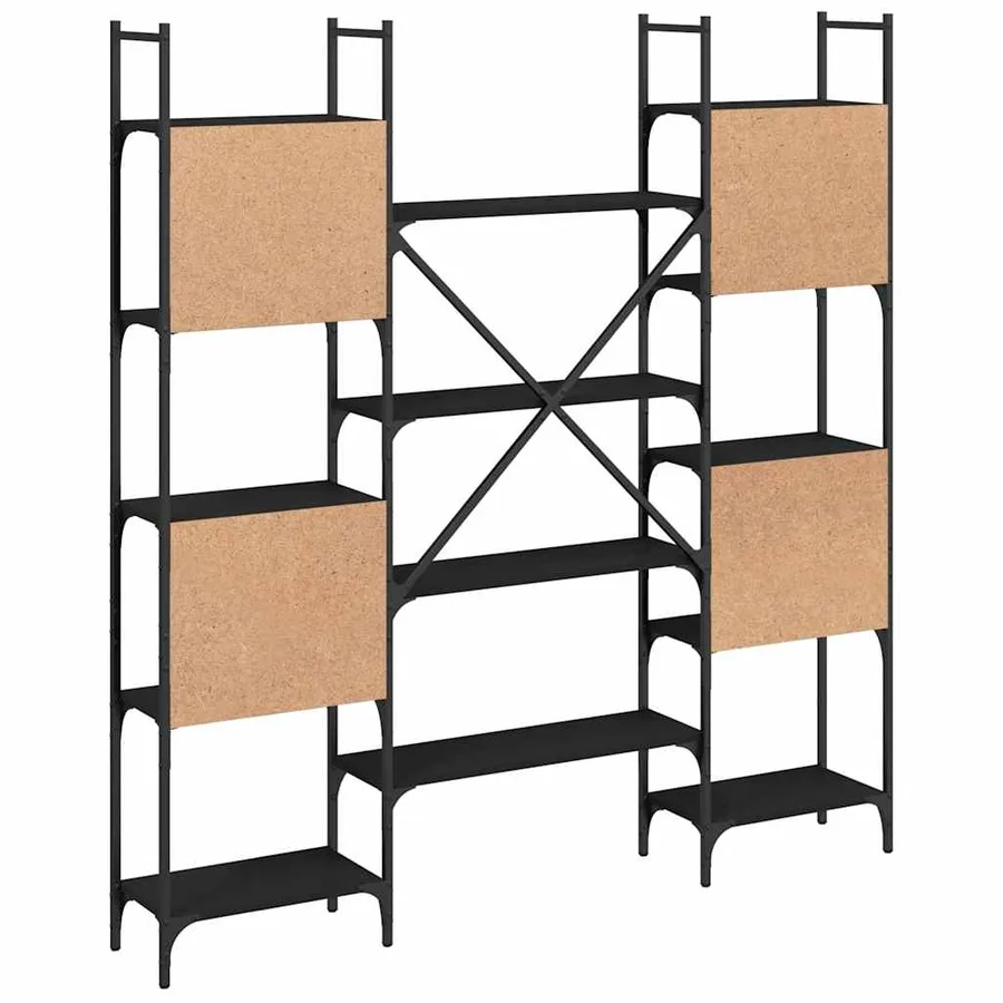 Bibliothèque noir 155,5x24x166,5 cm bois d'ingénierie - 7