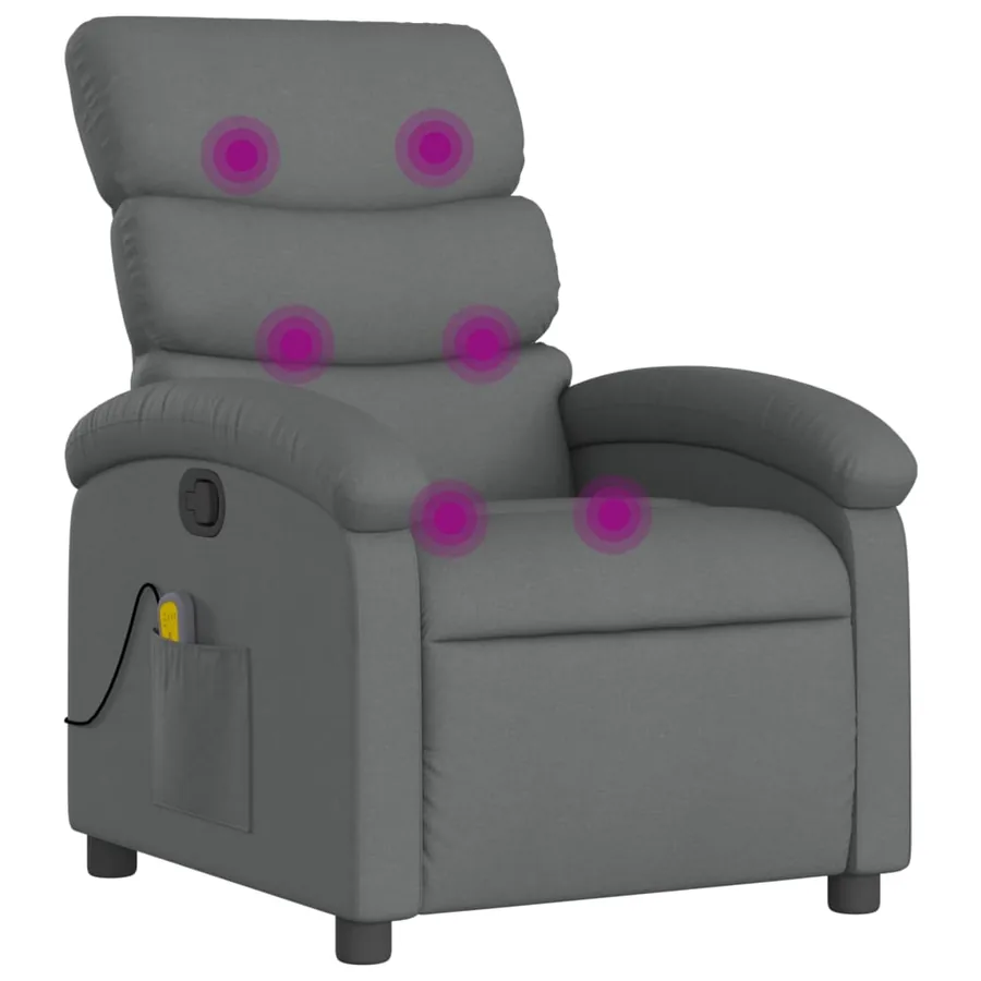 Fauteuil de massage inclinable gris foncé tissu - 2