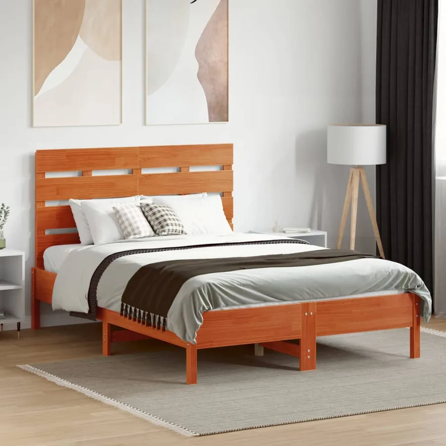Tête de lit cire marron 135 cm bois massif de pin - 3