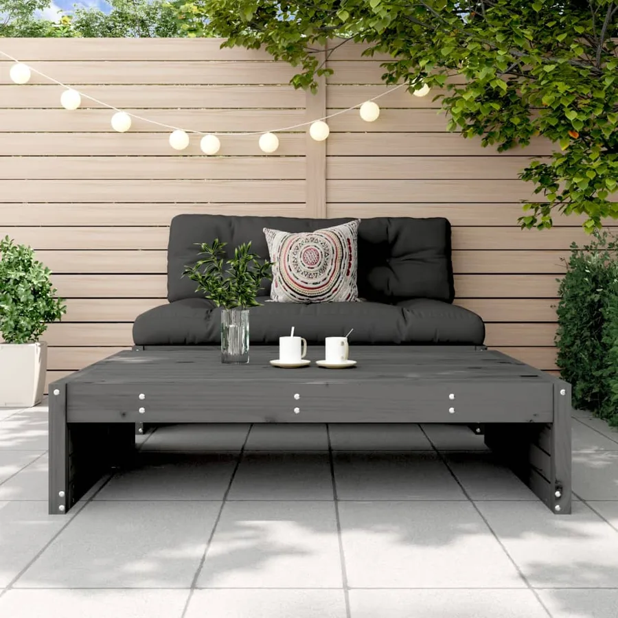 Repose-pied de jardin 120x80 cm gris bois de pin massif - 3